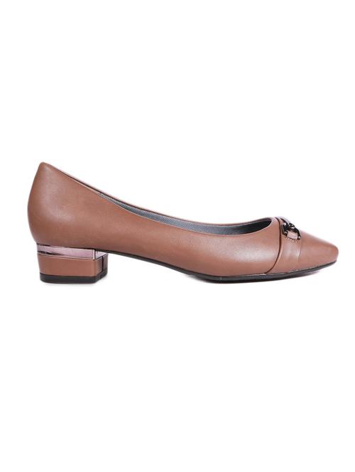solid brown faux leather ballerinas - 9657796 - Very Small Image - 1