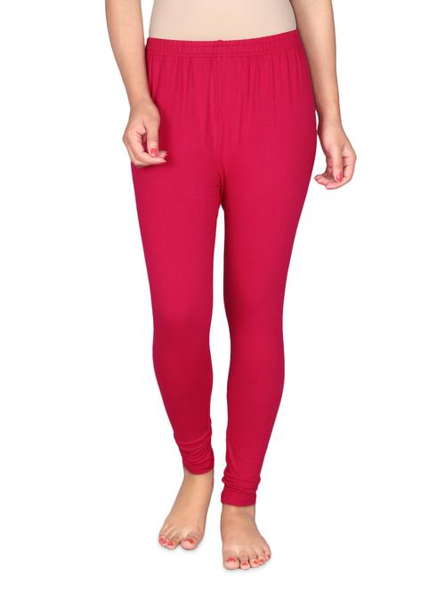 fushia cotton lycra full length leggings - 966012 - Very Small Image - 1