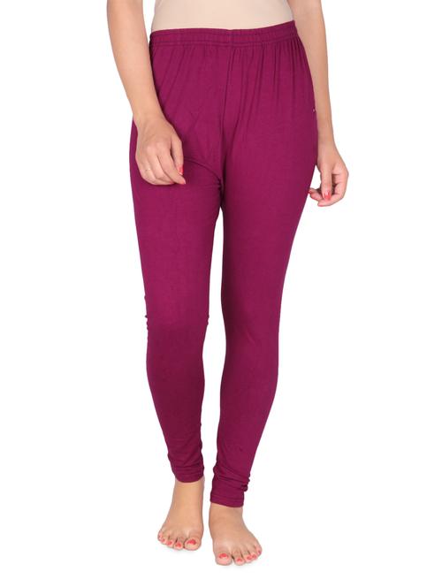dark pink cotton lycra full length leggings - 966054 - Very Small Image - 1