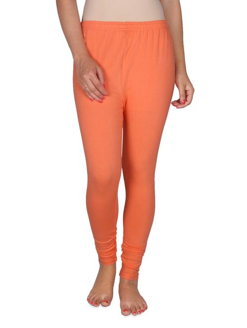 orange cotton lycra full length leggings - 966059 - Very Small Image - 1
