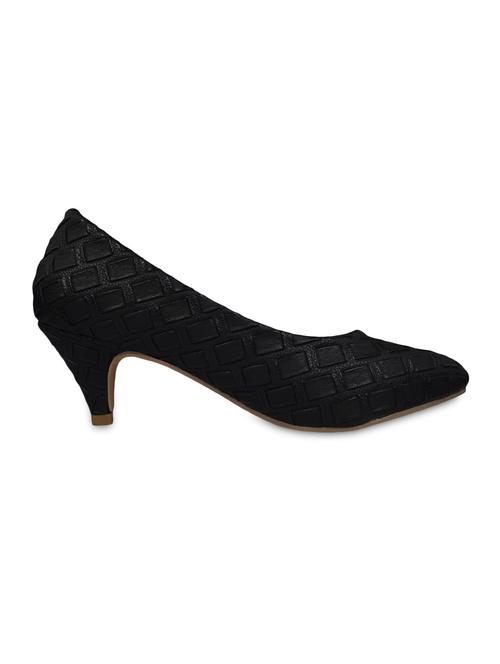 black faux leather abstract printed point toed pumps - 9660830 - Very Small Image - 1