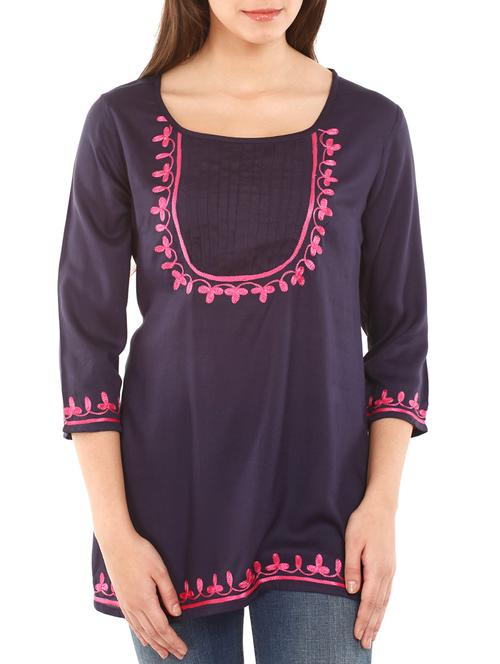 red viscose embroidered top - 9662672 - Very Small Image - 1