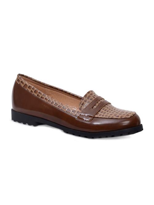 brown textured patent loafers - 9663741 - Very Small Image - 1