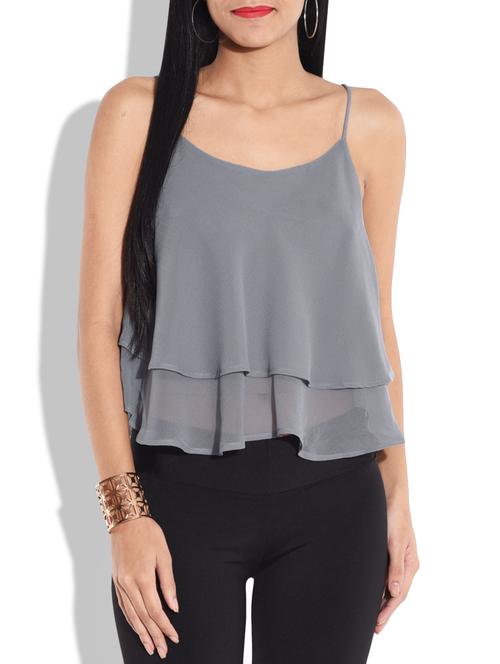 grey sleeveless layered top - 9664249 - Very Small Image - 1