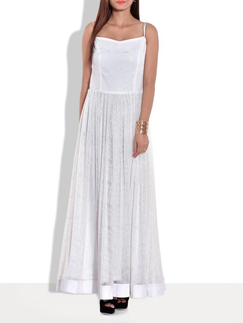 white sleeveless laced maxi dress - 9664282 - Very Small Image - 1