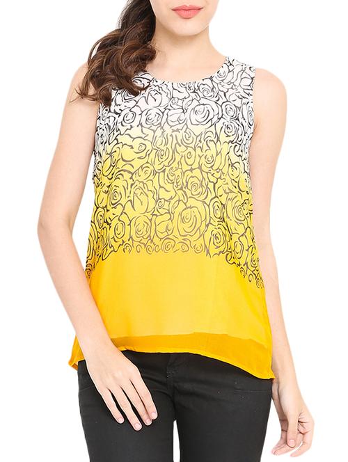 yellow printed sleeveless top - 9667292 - Very Small Image - 1