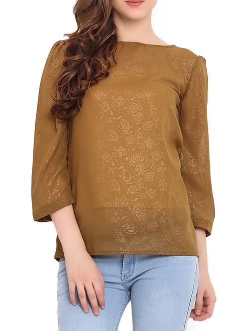 green three quarter sleeved top - 9667330 - Very Small Image - 1