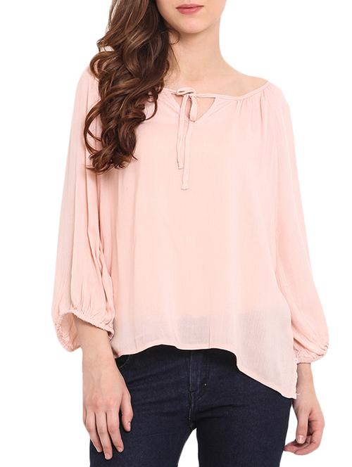 pink cotton three quarter sleeved top - 9667342 - Very Small Image - 1