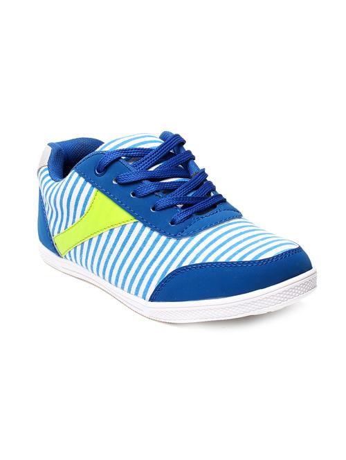 Blue Printed Canvas Lace-Up Sneakers - 9667465 - Very Small Image - 1