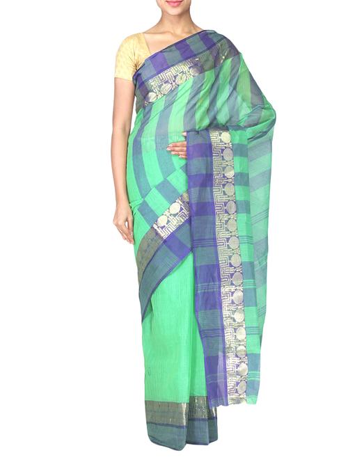 green Cotton tant saree - 9667643 - Very Small Image - 1