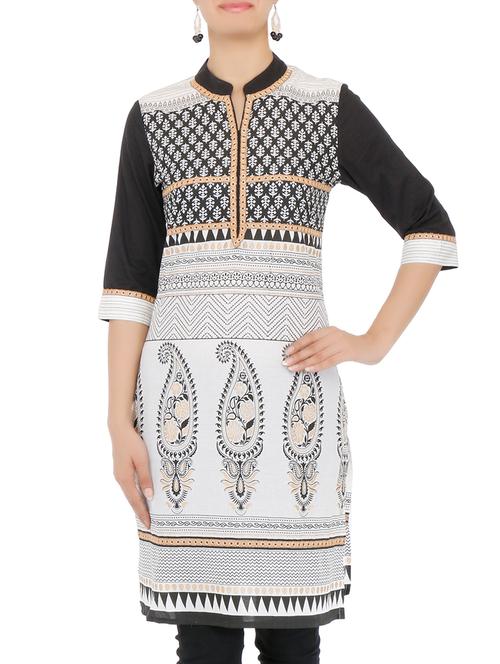 monochrome printed cotton kurti - 9668831 - Very Small Image - 1