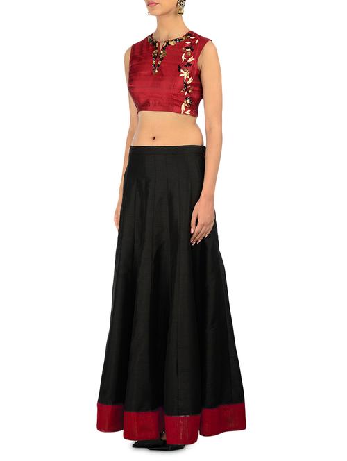maroon sequined raw silk blouse - 9672326 - Very Small Image - 1