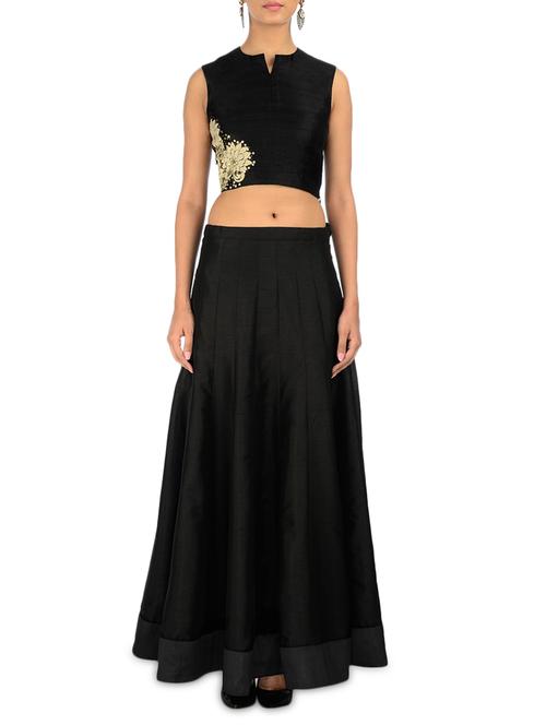 black floral appliquã© raw silk blouse - 9672331 - Very Small Image - 1