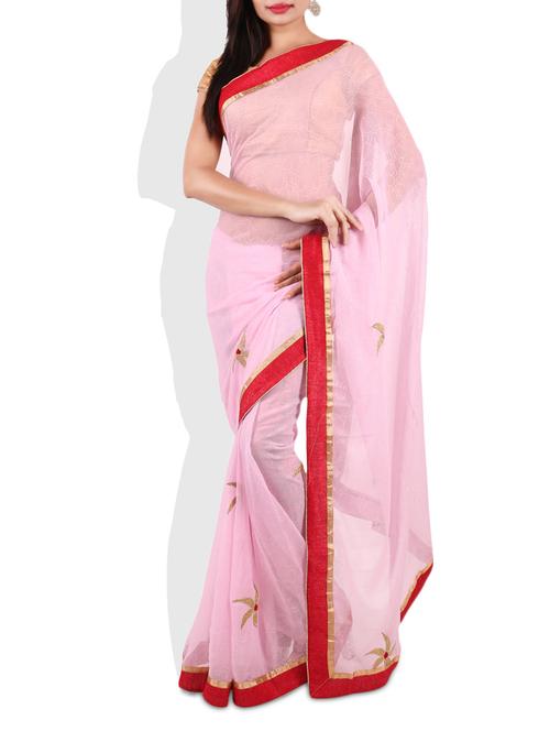light pink embroidered nazmin saree - 9675559 - Very Small Image - 1