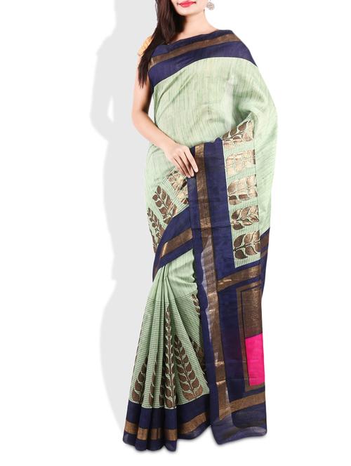 sea green printed art silk saree - 9675575 - Very Small Image - 1
