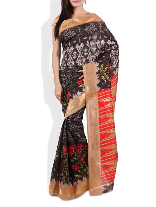 black printed art silk saree - 9675582 - Very Small Image - 1