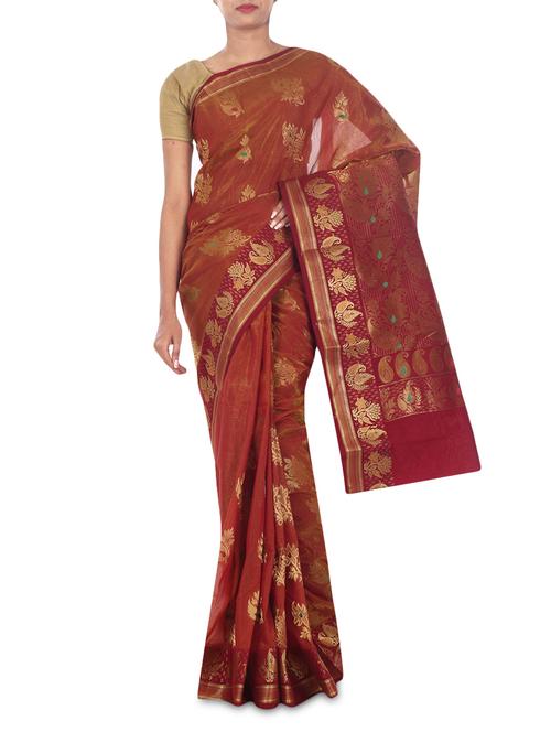 red color cotton woven saree - 9675840 - Very Small Image - 1