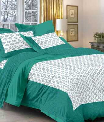 cotton jaipur king size double bedsheet with 2 pillow cover - 9677990 - Very Small Image - 1