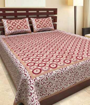 cotton jaipuri king size double bedsheet with 2 pillow cover - 9678220 - Very Small Image - 1