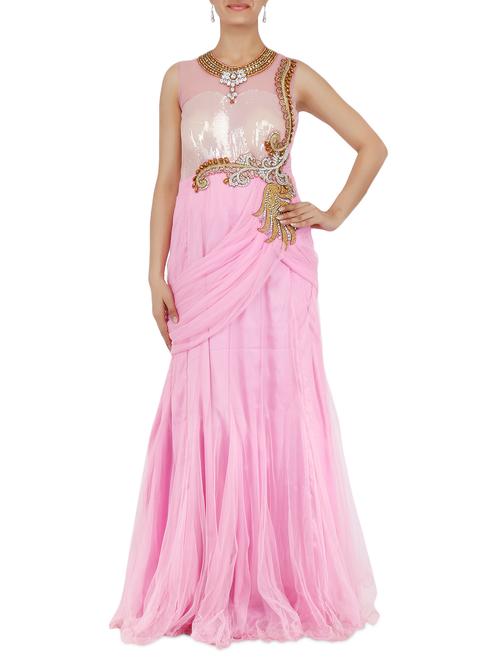 baby pink embellished net gown - 9678286 - Very Small Image - 1