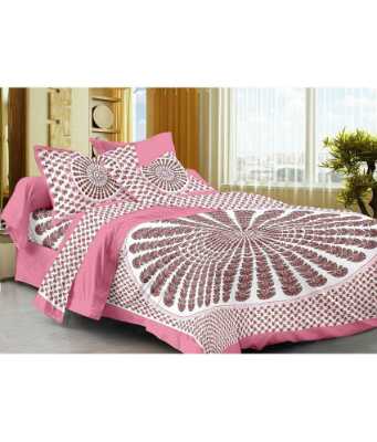 cotton jaipuri king size double bedsheet with 2 pillow cover - 9678785 - Very Small Image - 1