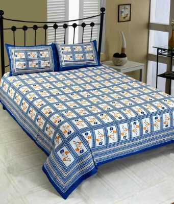 cotton jaipuri king size double bedsheet with 2 pillow cover - 9678791 - Very Small Image - 1