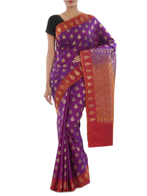 banarasi satan silk saree - 9678935 - Very Small Image - 1