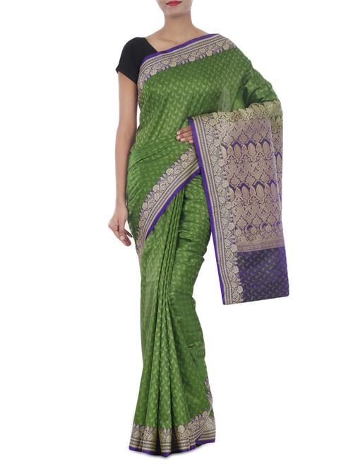 banarasi satan silk saree - 9678938 - Very Small Image - 1