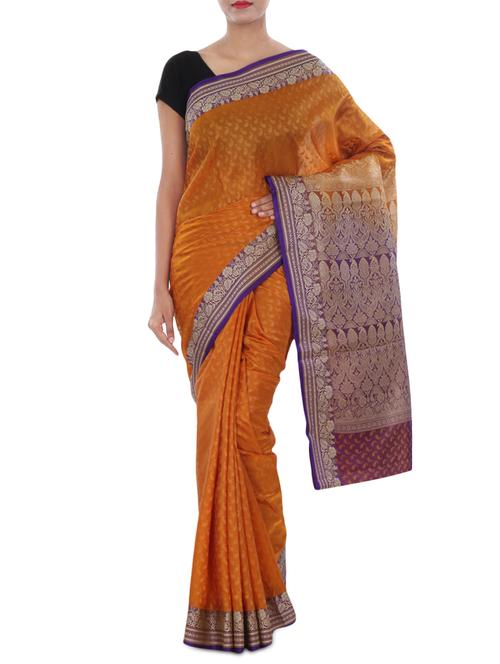 banarasi satan silk saree - 9678940 - Very Small Image - 1