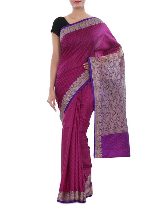 banarasi satan silk saree - 9678946 - Very Small Image - 1