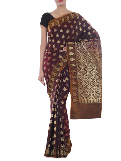 banarasi satan silk saree - 9678962 - Very Small Image - 1