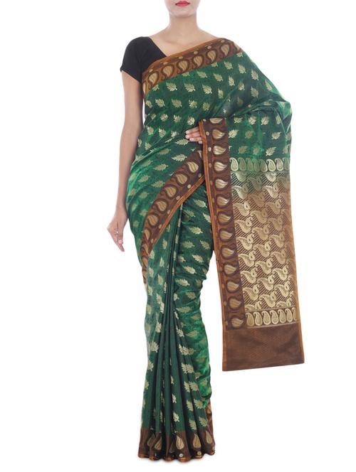 banarasi satan silk saree - 9678965 - Very Small Image - 1