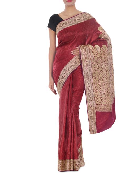 banarasi satan silk saree - 9678974 - Very Small Image - 1