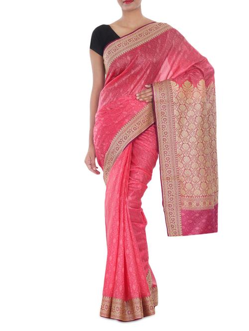 banarasi satan silk saree - 9678975 - Very Small Image - 1