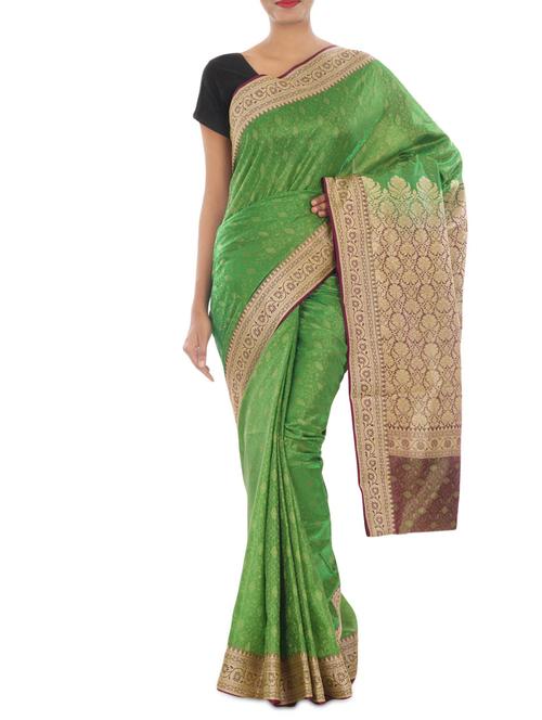 zari woven saree with blouse - 9678982 - Very Small Image - 1