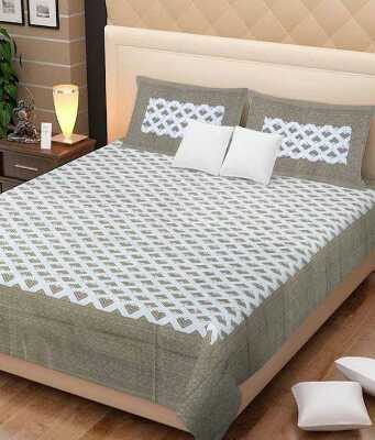cotton jaipuri king size double bedsheet with 2 pillow cover - 9679342 - Very Small Image - 1