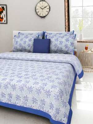 cotton jaipuri king size double bedsheet with 2 pillow cover - 9679500 - Very Small Image - 1