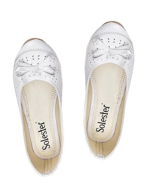 solid white leatherette ballerinas with cutwork - 9680075 - Very Small Image - 1