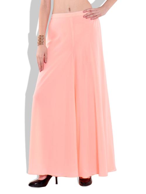 solid peach polygeorgette flare pants - 9680629 - Very Small Image - 1