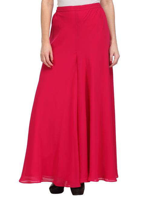 solid pink polygeorgette flare pants - 9680633 - Very Small Image - 1