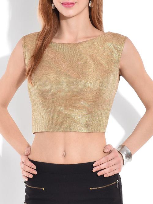 solid gold lurex crop top - 9680665 - Very Small Image - 1