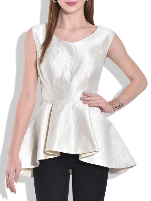 solid white silk top - 9680669 - Very Small Image - 1
