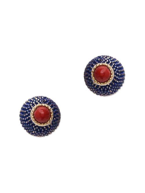 blue and red beaded double sided earrings - 9681520 - Very Small Image - 1
