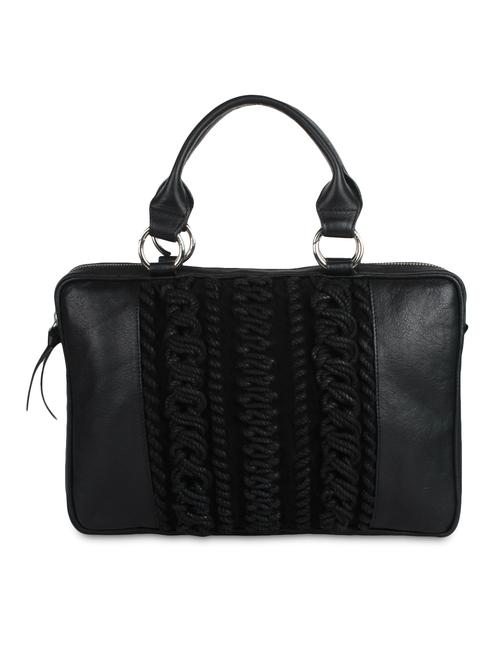 solid black textured leather handbag - 9682727 - Very Small Image - 1