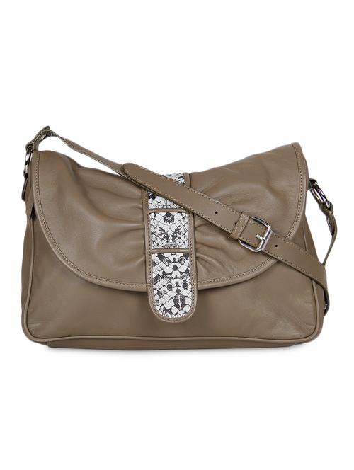 brown printed leather sling bag - 9682771 - Very Small Image - 1