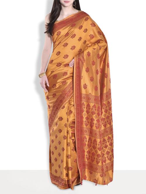 mustard assam silk saree - 9683446 - Very Small Image - 1