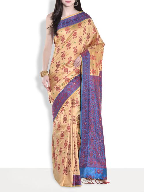 beige assam silk saree - 9683449 - Very Small Image - 1