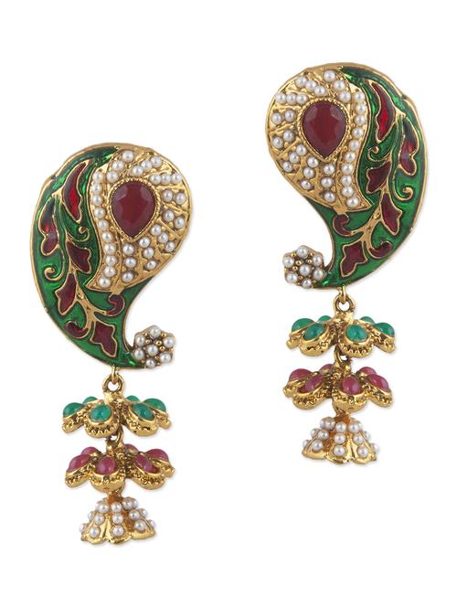 multicolored brass stonework earrings - 9683734 - Very Small Image - 1