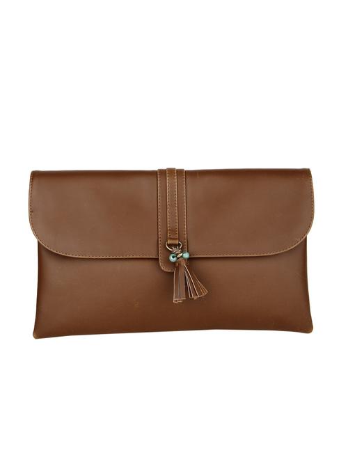 tan brown faux leather envelope clutch - 9683764 - Very Small Image - 1