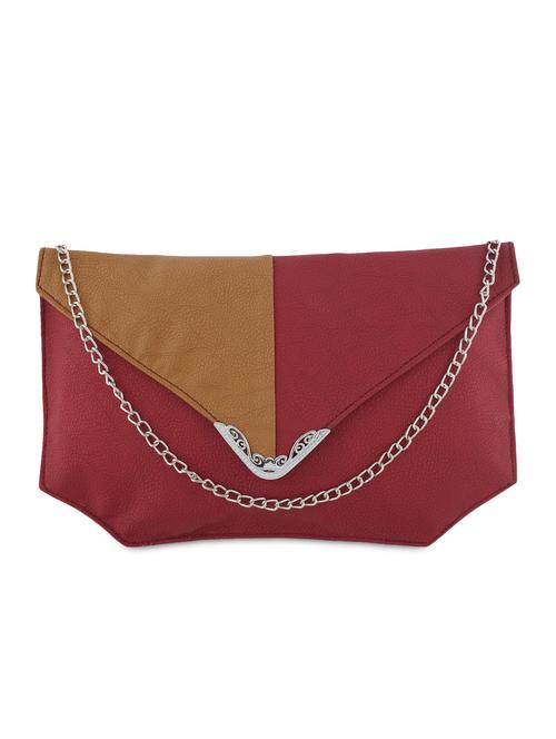 maroon leatherette sling clutch - 9683848 - Very Small Image - 1